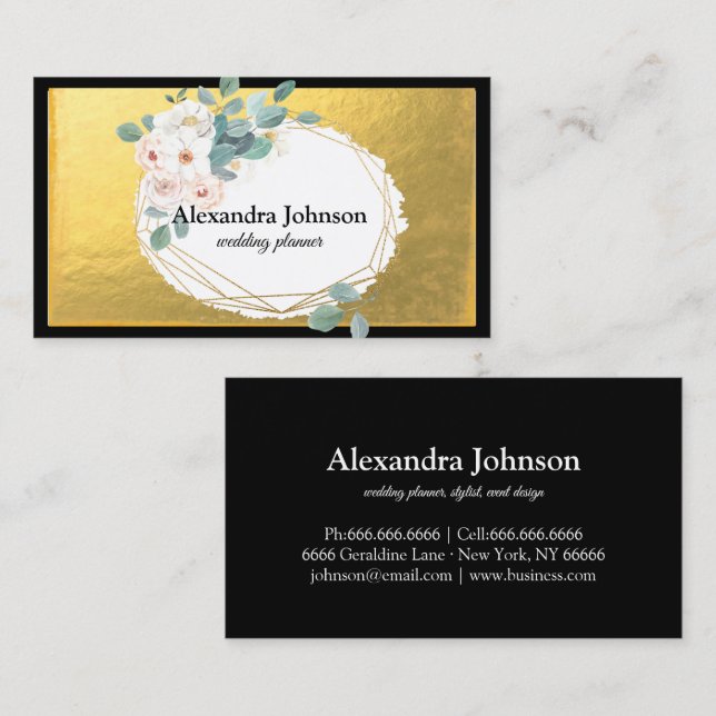 Modern Chic Black and Gold Foil Luxury Business Ca Business Card (Front/Back)