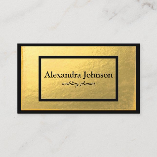 Modern Chic Black and Gold Foil Luxury Business Card (Front)
