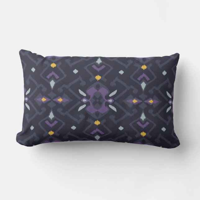 Modern chic black and purple ikat pillow (Front)