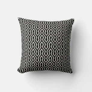 Modern chic black and white chevron ikat pillow