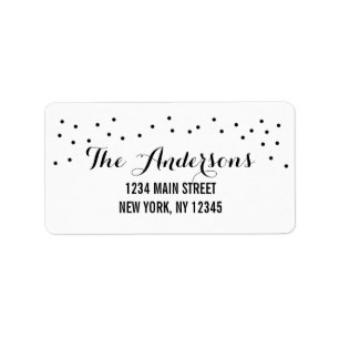 Modern Chic Black and White Dots Label
