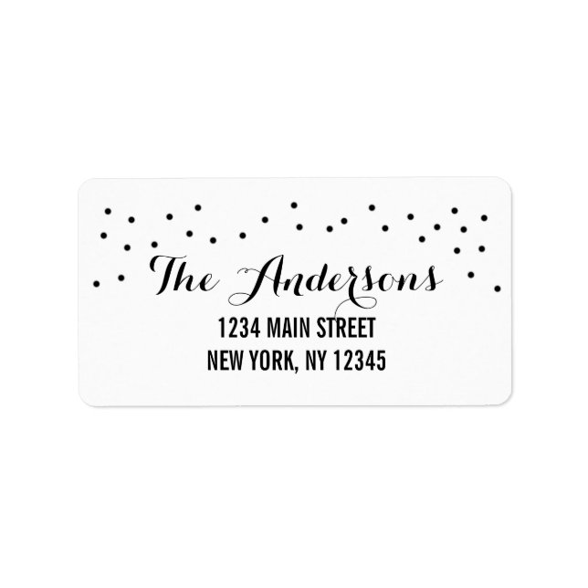 Modern Chic Black and White Dots Label (Front)