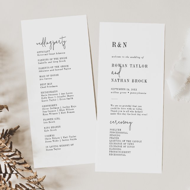 Modern Chic Black and White Flat Wedding Program (Creator Uploaded)