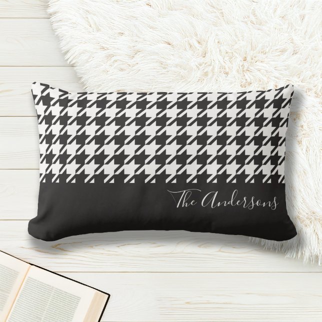 Modern Chic Black and White Houndstooth Lumbar Cushion (Creator Uploaded)