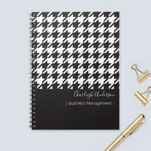 Modern Chic Black and White Houndstooth Notebook