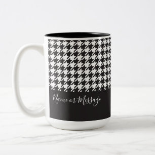 Modern Chic Black and White Houndstooth Two-Tone Coffee Mug