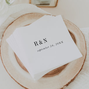 Modern Chic Black and White Monogram Wedding Napkin