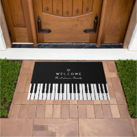 Modern Chic Black and White Piano Keyboard Welcome