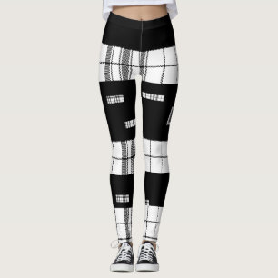 Modern Chic Black and White Plaid Leggings