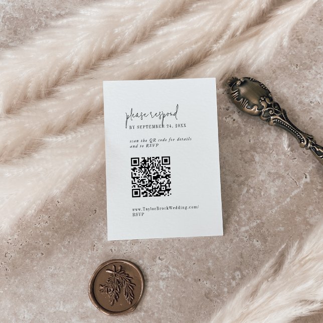 Modern Chic Black and White QR Code RSVP Enclosure Card (Creator Uploaded)