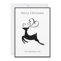 Modern Chic Black and White Reindeer         