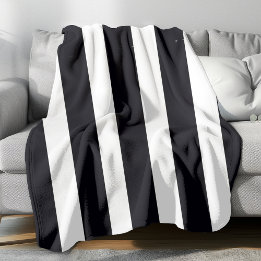 Modern Chic Black And White Striped Classic Cool Fleece Blanket