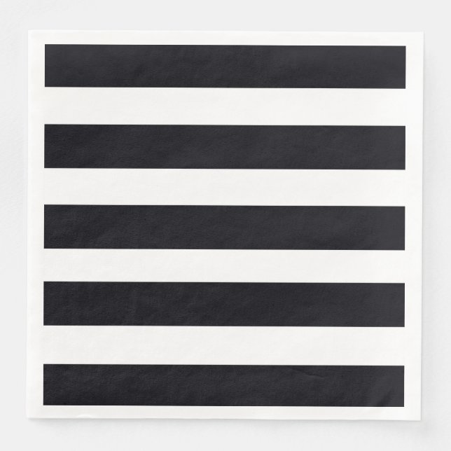 Modern Chic Black And White Striped Elegant Party Napkin (Front)