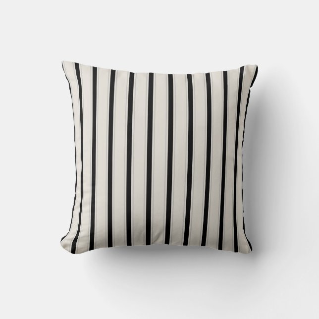 Modern chic black and white stripes pillow (Front)