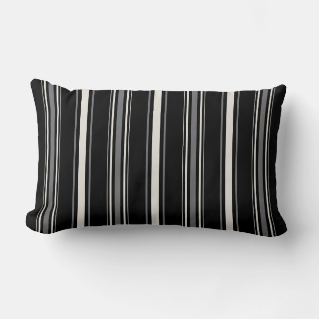 Modern chic black and white stripes pillow (Front)
