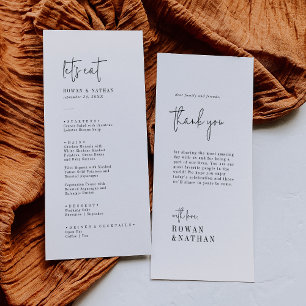 Modern Chic Black and White Thank You and Wedding Menu