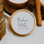 Modern Chic Black and White Thank You Stickers<br><div class="desc">These modern chic black and white thank you stickers are perfect for a simple wedding reception. The minimalist boho design features rustic unique and stylish bohemian typography in minimal clean black and white. Personalise the sticker labels with your names, and the date. These stickers can be used for a wedding...</div>