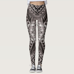 Modern Chic Black and White Tribal Tattoo Pattern Leggings