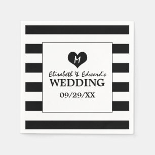 Modern Chic Black and White Wedding Napkin