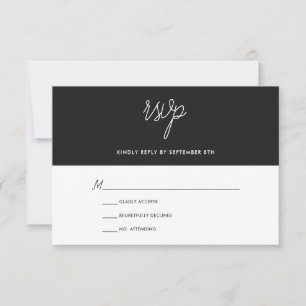 Modern Chic Black and White Wedding RSVP Card