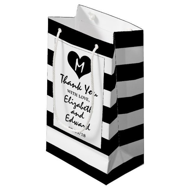 Modern Chic Black and White Wedding Small Gift Bag (Front Angled)
