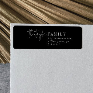 Modern Chic Black Family Return Address Label