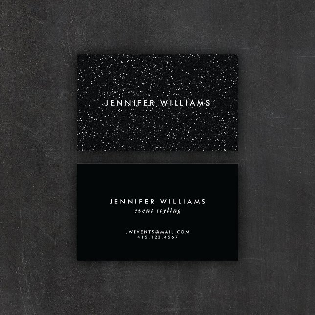 Modern Chic Black Glitter Effect | Business Cards (Creator Uploaded)
