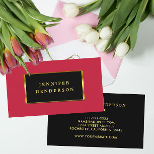 Modern chic black gold Cardinal red professional Business Card