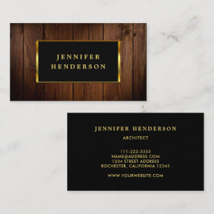Modern chic black gold wood pattern professional business card