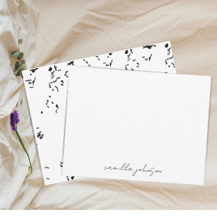 Modern Chic Black Grunge Texture Monogram Card