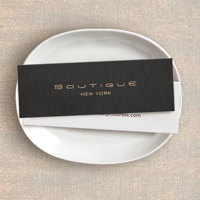 Modern Chic Black Linen Professional Mini Business Card (Creator Uploaded)
