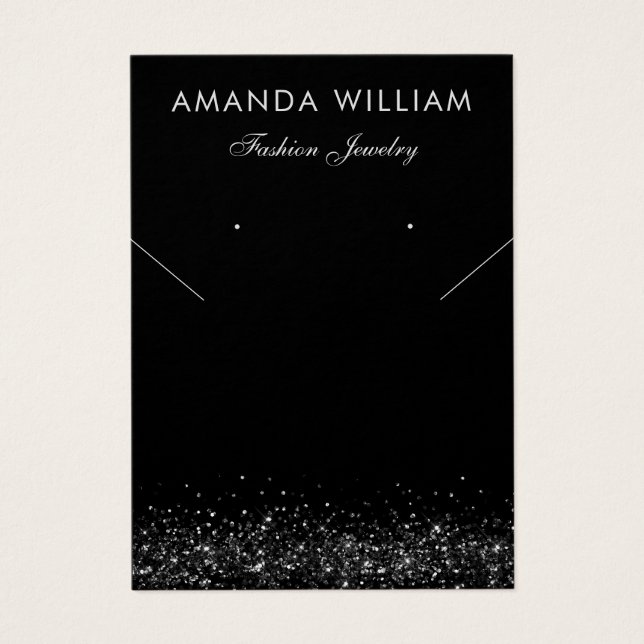 Modern chic Black Necklace Earring Display card (Front)