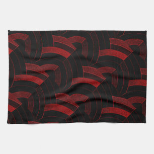 modern chic black/red chevrons tea towel