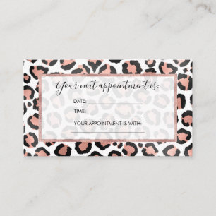 Modern Chic Black Rose Gold Foil Leopard Print Appointment Card