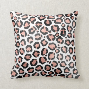 Modern Chic Black Rose Gold Foil Leopard Print Cushion