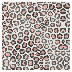Modern Chic Black Rose Gold Foil Leopard Print Fabric