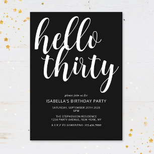 Modern Chic Black & White 30th Birthday Party Invitation