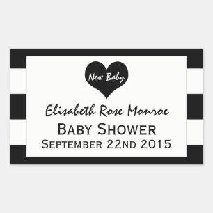 Modern Chic Black & White Baby Shower Rectangular Sticker