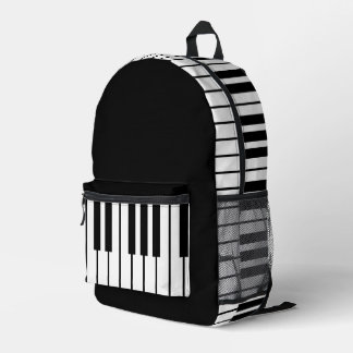 Modern Chic Black & White Piano Keyboard Printed Backpack