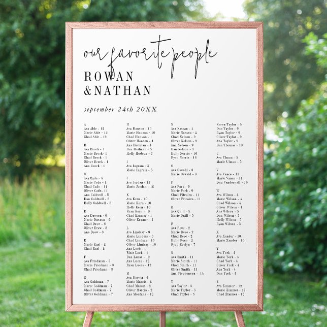 Modern Chic Black White Printable Seating Chart (Creator Uploaded)