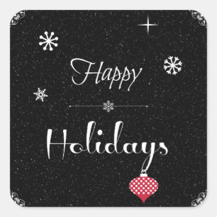 Modern Chic Black White Red Christmas Holiday Square Sticker