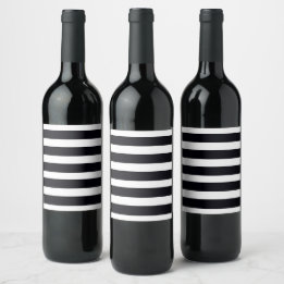 Modern Chic Black & White Stripes Wine Label