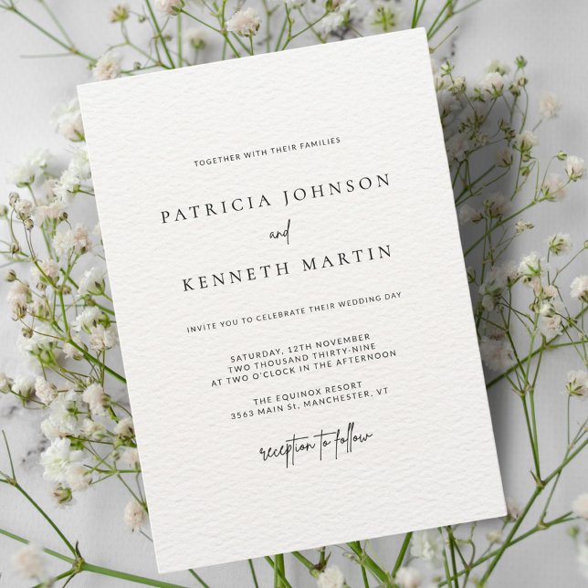 Modern Chic Black & White Textured Wedding Invitation (Creator Uploaded)