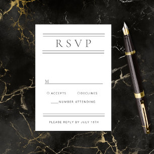 Modern Chic Black & White Typography RSVP Card