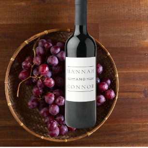 Modern Chic Black & White Typography Wine Label