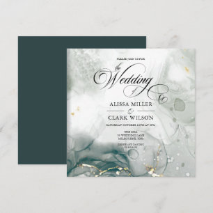 Modern Chic Black & White Watercolour Wedding Invitation
