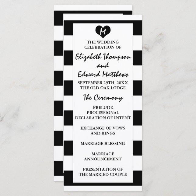 Modern Chic Black & White Wedding  Program (Front/Back)