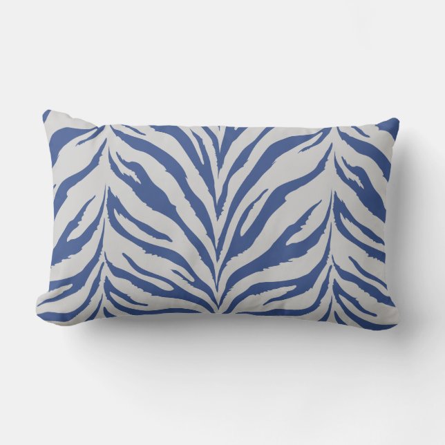 Modern chic blue and white zebra prints pillow (Front)