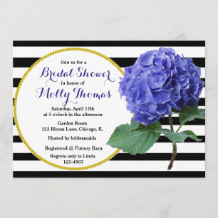 Modern Chic Blue Hydrangea Wedding Bridal Shower Invitation