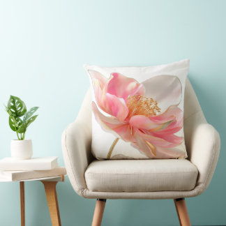 Modern Chic Blush Pink Flower Accent Pillow